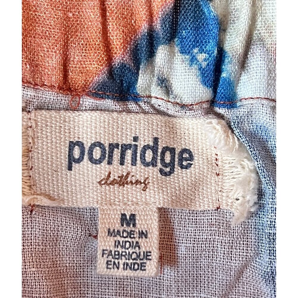 Anthropologie Porridge Skirt Size M Tie Pockets Rust Blue Off White Belt Cotton - Picture 8 of 12